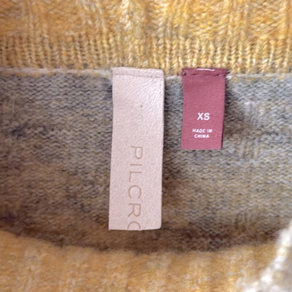 Pilcro Anthropologie Mock Neck Yellow Gray Ombre Knit Crop Pullover Sweater XS - Picture 6 of 16